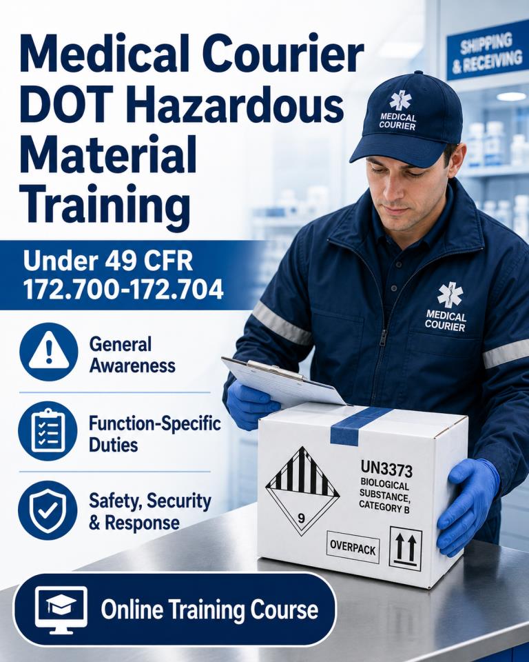 Medical Courier DOT Hazardous Material Training under 49 CFR 172.700-172.704 Medical Courier DOT Hazardous Material Training under 49 CFR 172.700-172.704