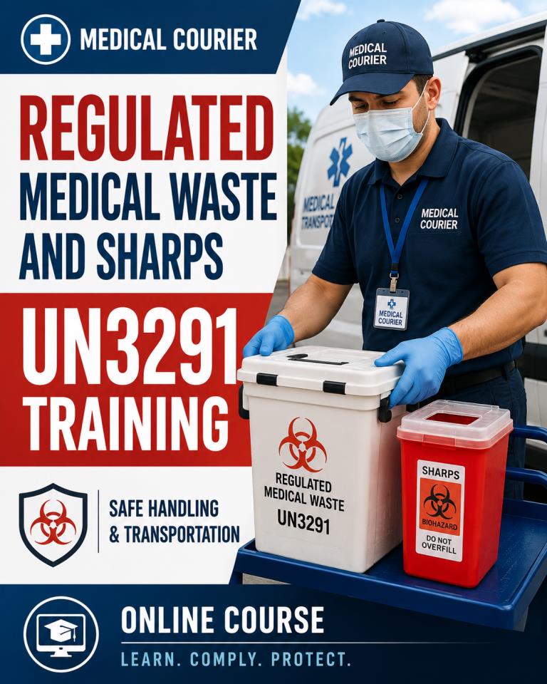 Medical Courier Regulated Medical Waste and Sharps, UN3291 Training Medical Courier Regulated Medical Waste and Sharps, UN3291 Training
